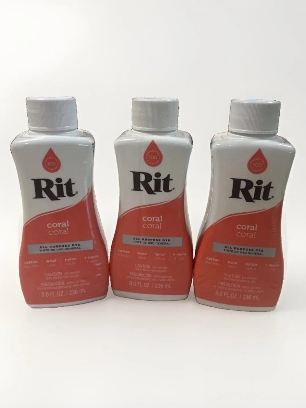 Rit All Purpose Dye, Coral, 8 fl oz Tie Dye Craft Clothing Activity Bright Color